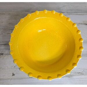 Ancora Italy Ceramic Serving Bowl Yellow Hobnail Dotted Pasta Salad 10.5"